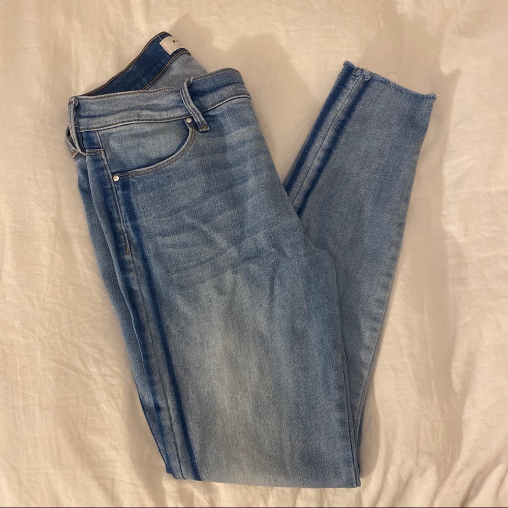 Blue striped skinny jean leggings